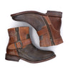 A pair of Becca boots by Bed Stu, made of brown leather and featuring a zipper on the side.