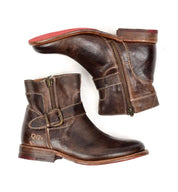 A pair of Becca brown leather boots with red soles by Bed Stu.