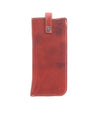 A red leather Behold phone case by Bed Stu, with a zipper.