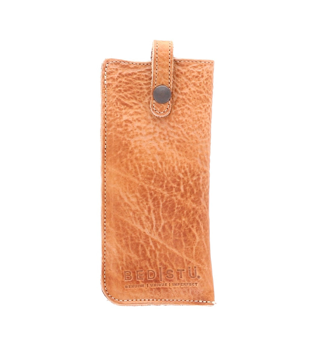 A Behold leather phone case with a metal clasp by Bed Stu.