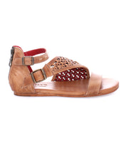 Women's tan leather sandals, the Bellatrix II by Bed Stu.