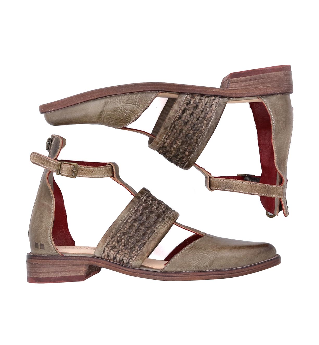 A pair of Bed Stu Bethany II women's sandals with straps and buckles.