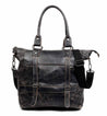 A Big Fork by Bed Stu black leather tote bag with straps.