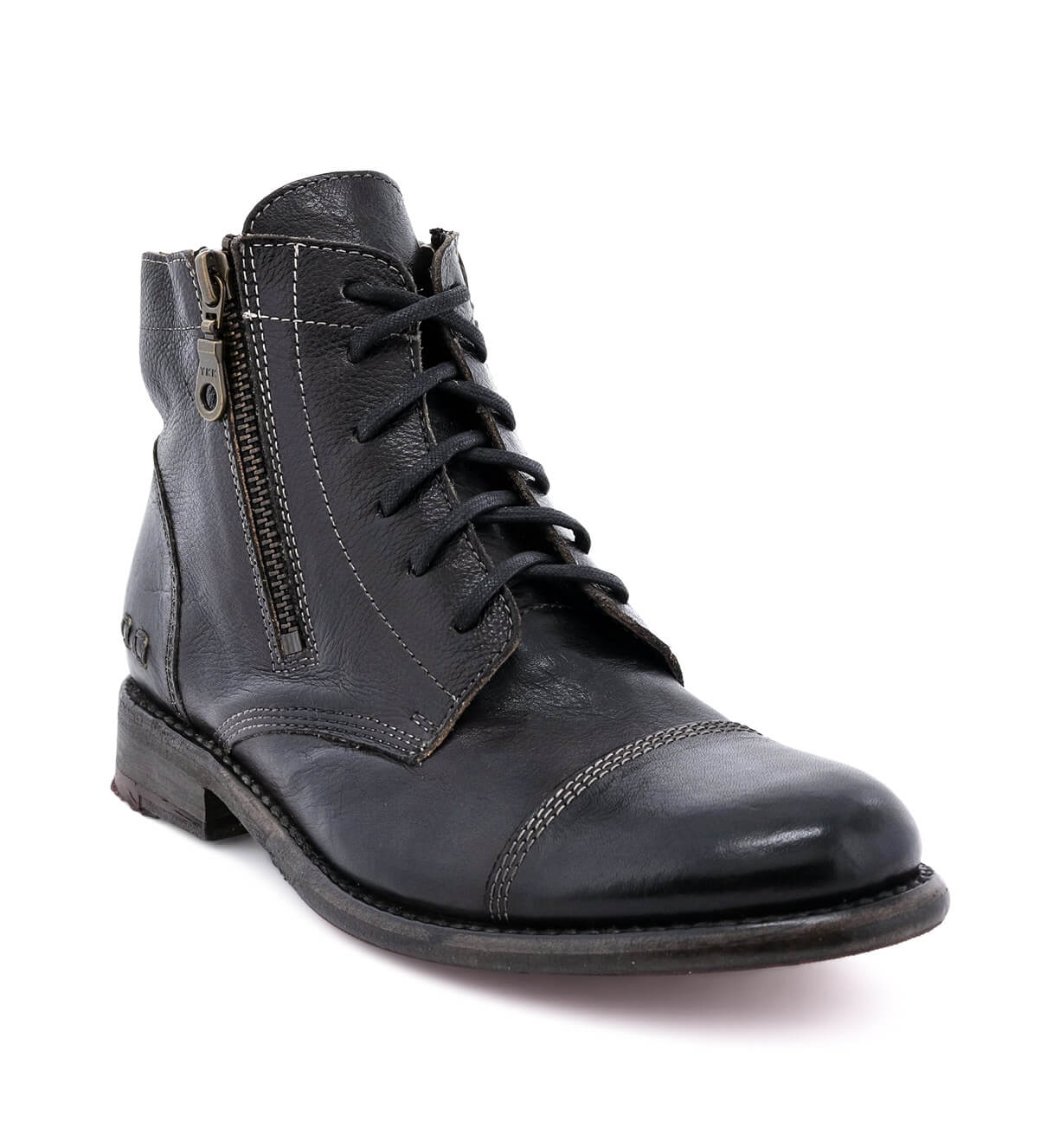 An enduring black leather boot with a zipper on the side, the Bonnie Boot by Bed Stu.