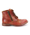 A women's Bonnie II red leather boot with a zipper on the side by Bed Stu.