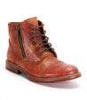 A red leather Bonnie II boot with a zipper on the side by Bed Stu.