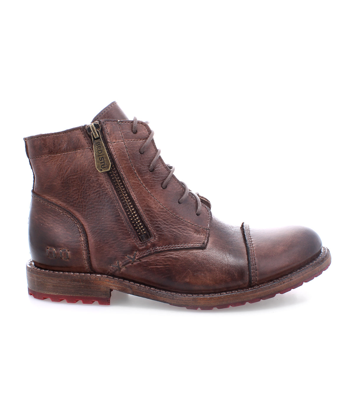 A Bonnie II teak leather boot with a zipper on the side from Bed Stu.