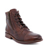 A men's brown leather Bonnie boot with enduring quality and a zipper on the side. (Brand: Bed Stu)