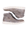 A pair of Bed Stu Bowery II men's grey leather boots on a white background.