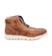A Bed Stu Bowery II men's brown leather lace up boot.