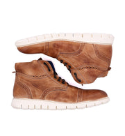 A pair of men's Bed Stu Bowery II brown leather boots.