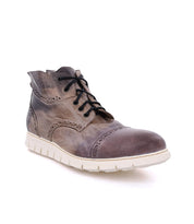 Men's grey leather lace up Bowery II boots by Bed Stu.