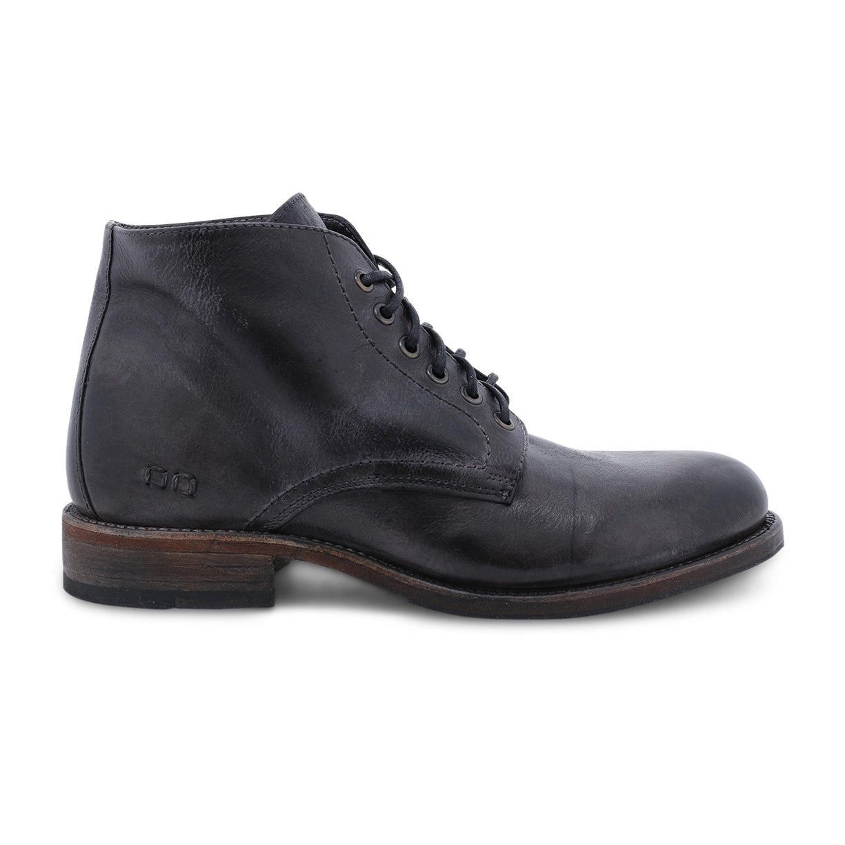 A single Bed Stu Bradley Black Rustic men's leather boot isolated on a white background.