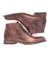 A pair of Bed Stu Bradley brown leather lace up boots.