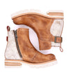 A pair of Brianna boots by Bed Stu, made of brown leather and with zippers on the side.