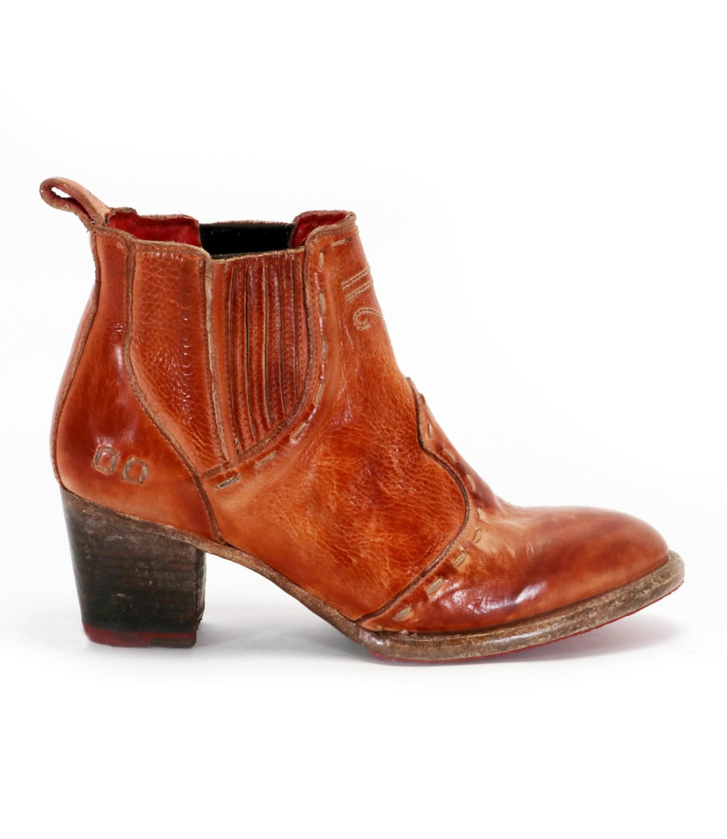 A Bed Stu Brie II women's ankle boot in tan leather.