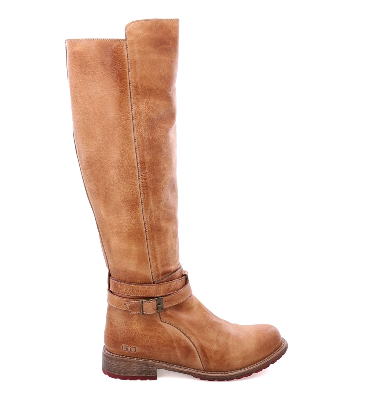 A women's Bristol tan leather riding boot by Bed Stu.