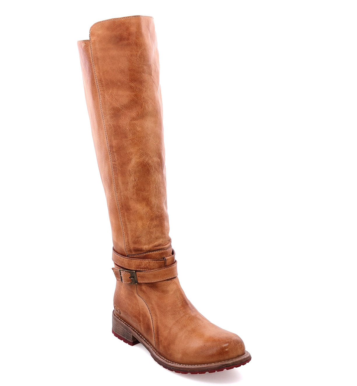 A women's Bed Stu Bristol tan leather riding boot.