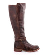 A women's Bristol Wide Calf brown leather riding boot with buckles by Bed Stu.