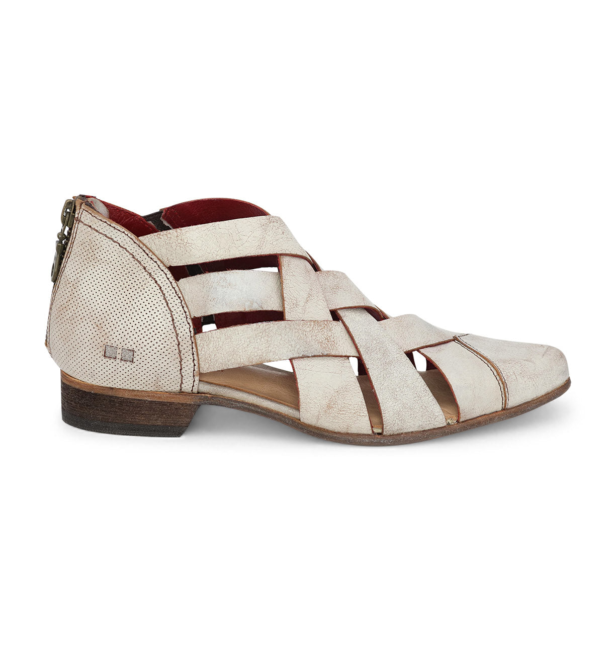 A women's white Brittany sandal with straps on the side by Bed Stu.