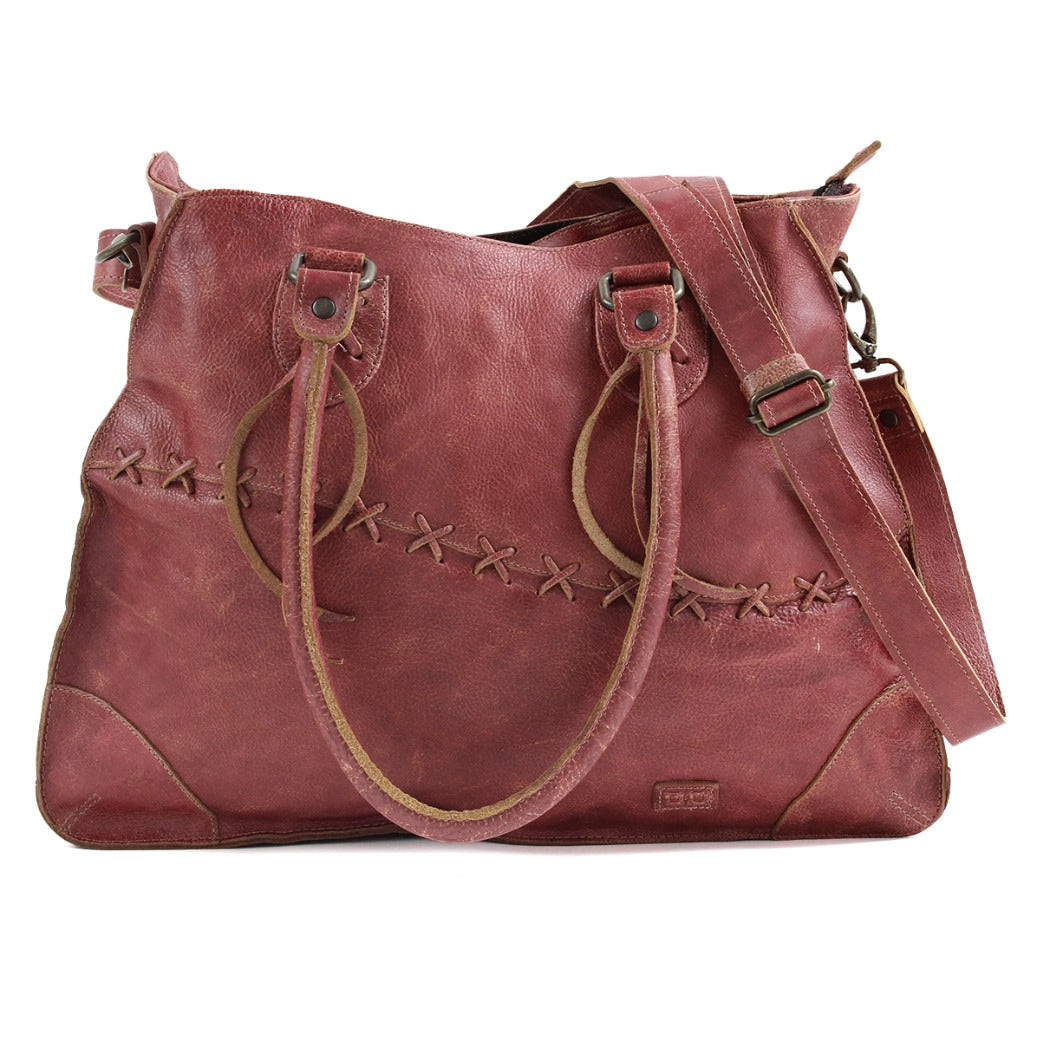 A burgundy Bed Stu Bruna leather bag with straps.