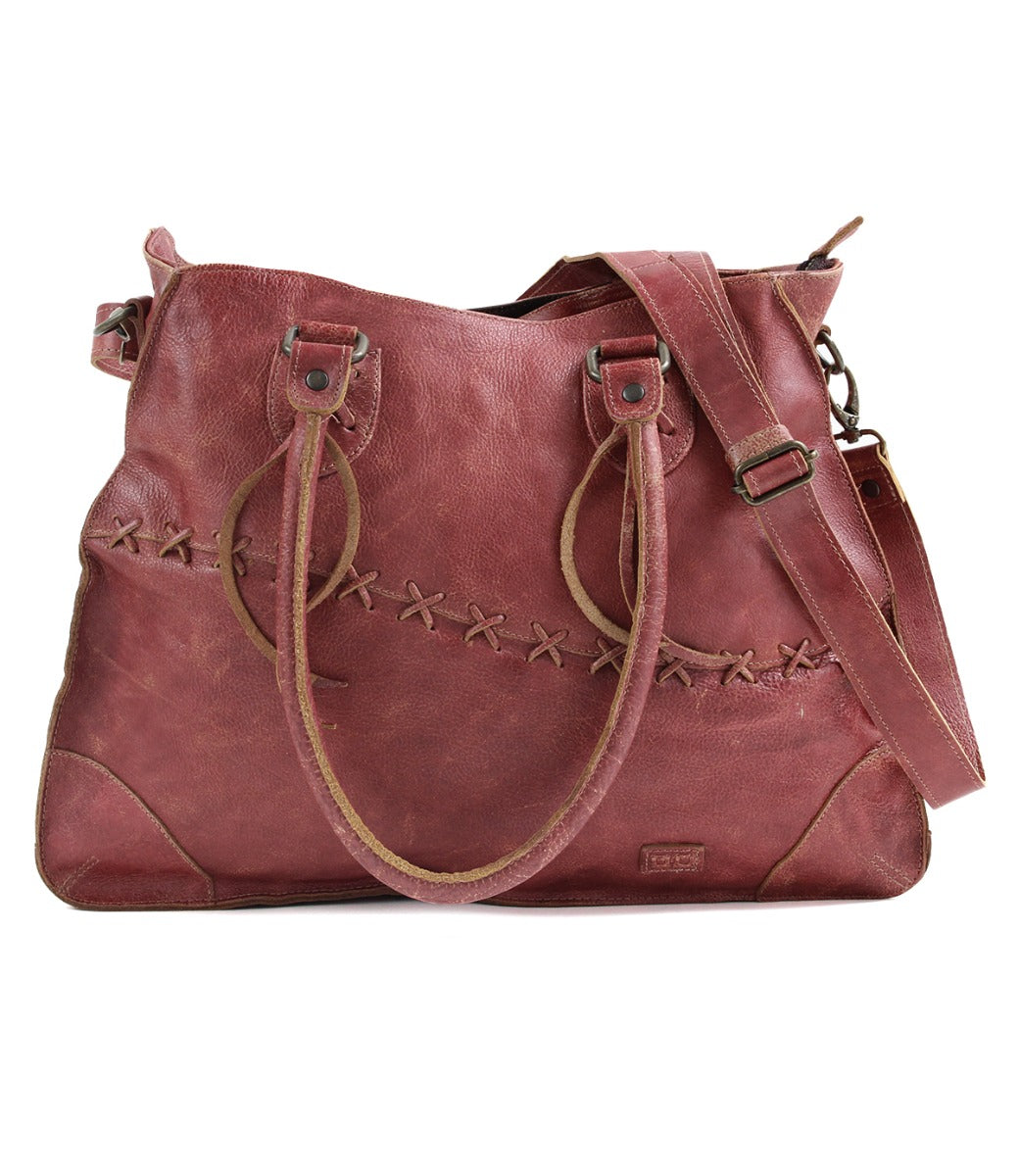 A burgundy Bed Stu Bruna leather bag with straps.