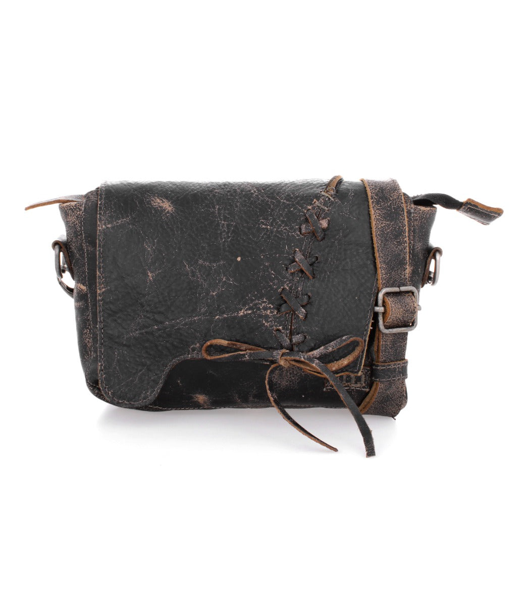 A black leather Buffy crossbody bag with a Bed Stu leather strap.