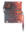 Inside a Cadence multi-colored leather clutch bag by Bed Stu.