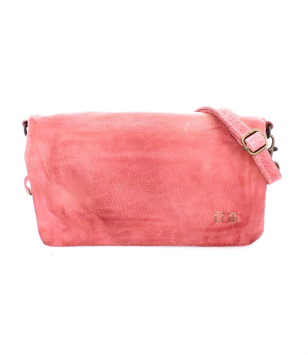 A pink leather Cadence crossbody bag with an adjustable strap from Bed Stu.