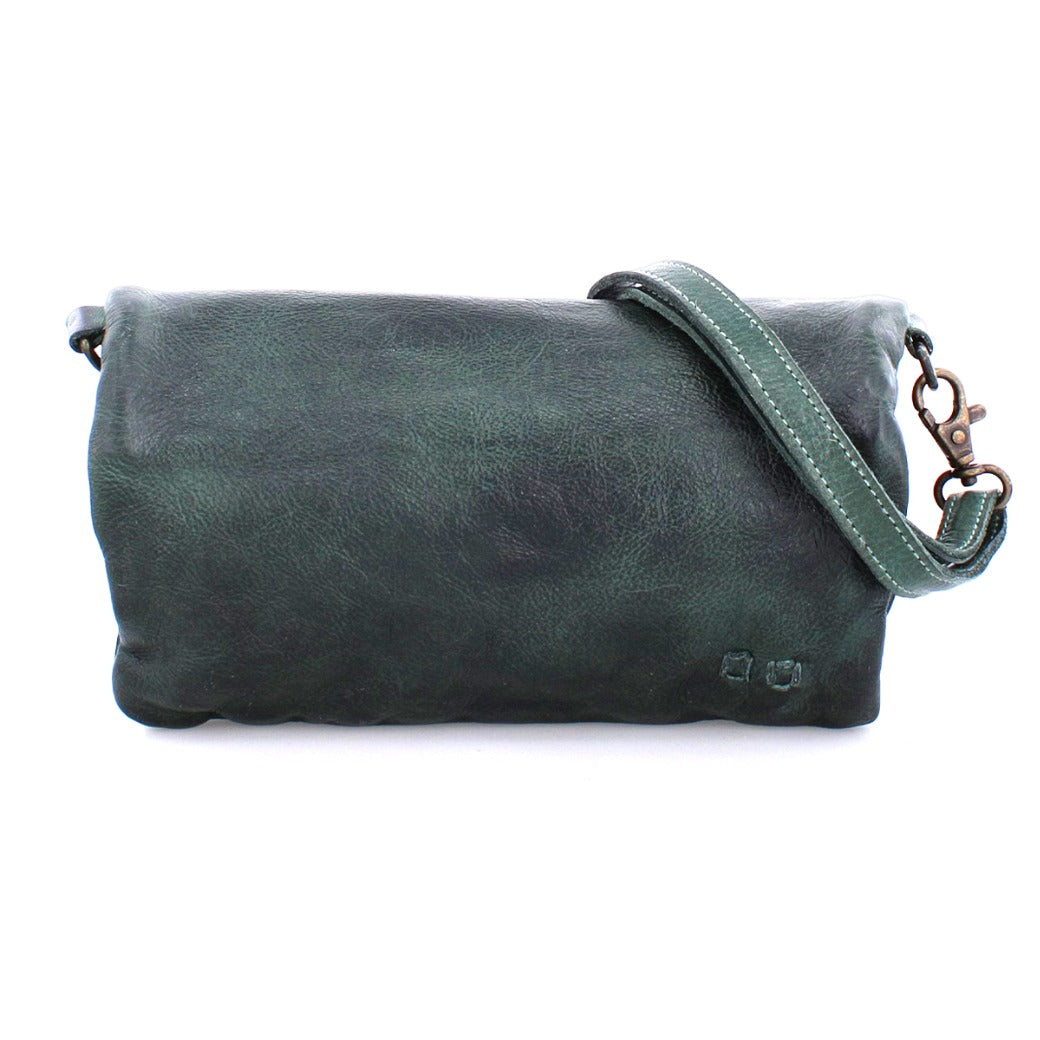 A Cadence teal leather cross body bag with a strap by Bed Stu.