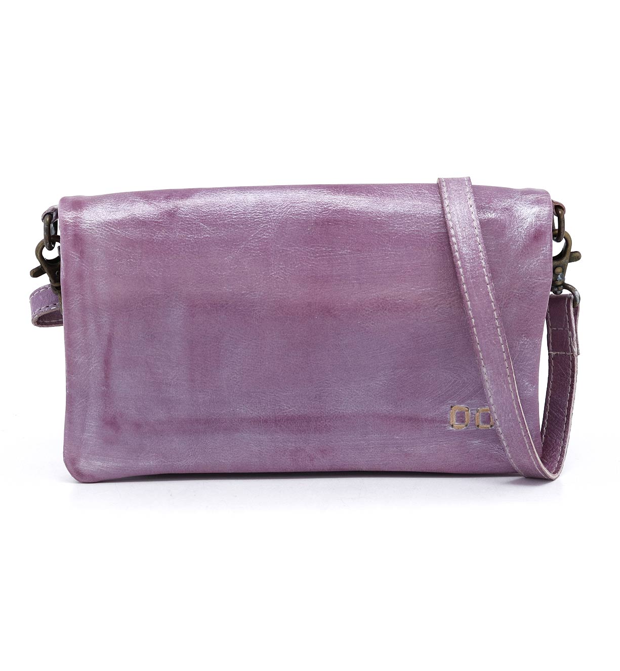 A lilac leather Cadence crossbody bag with a leather strap from Bed Stu.
