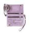 A Cadence by Bed Stu purple leather clutch with a zipper on it.