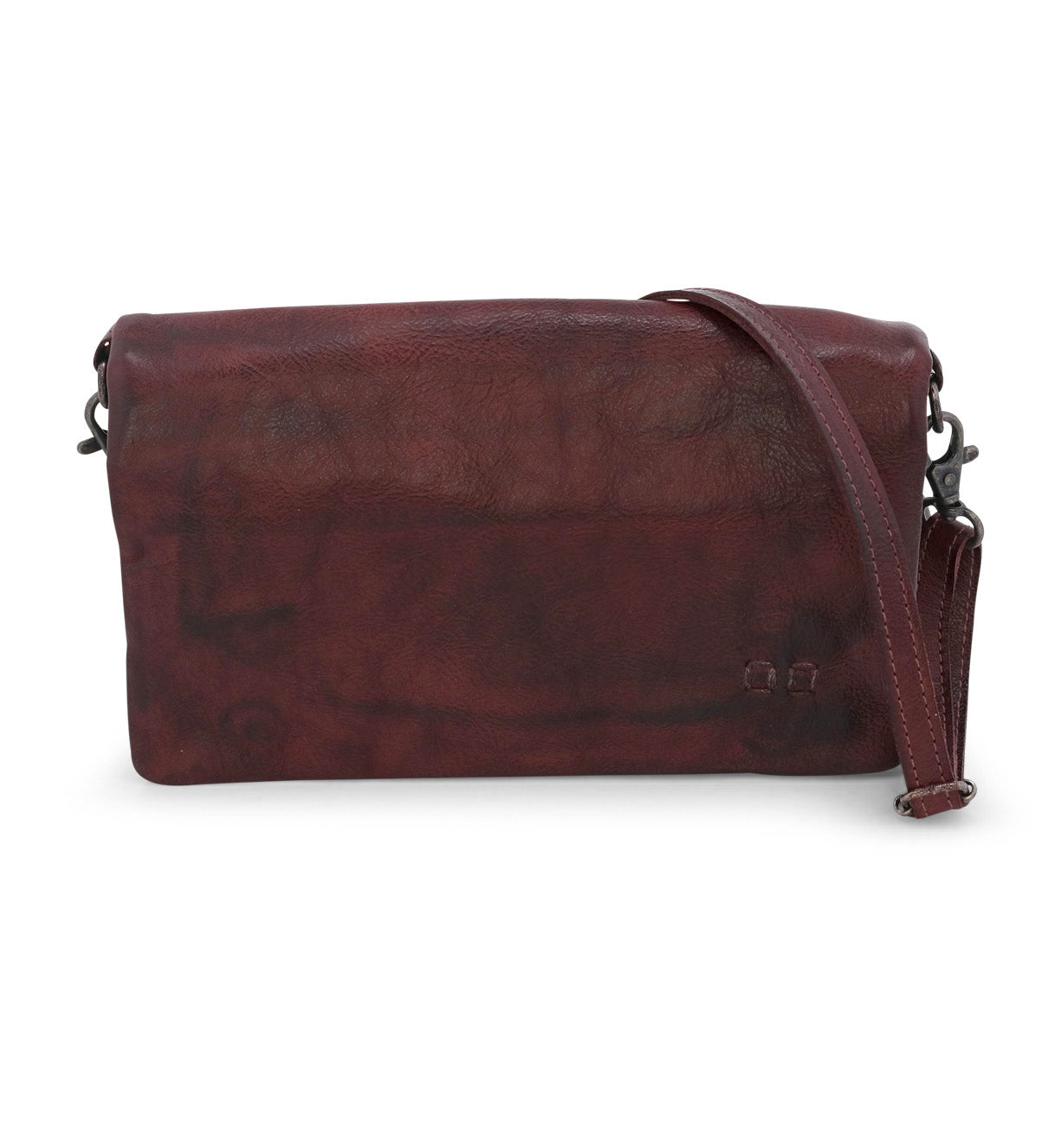 The Bed Stu Cadence burgundy leather crossbody bag.