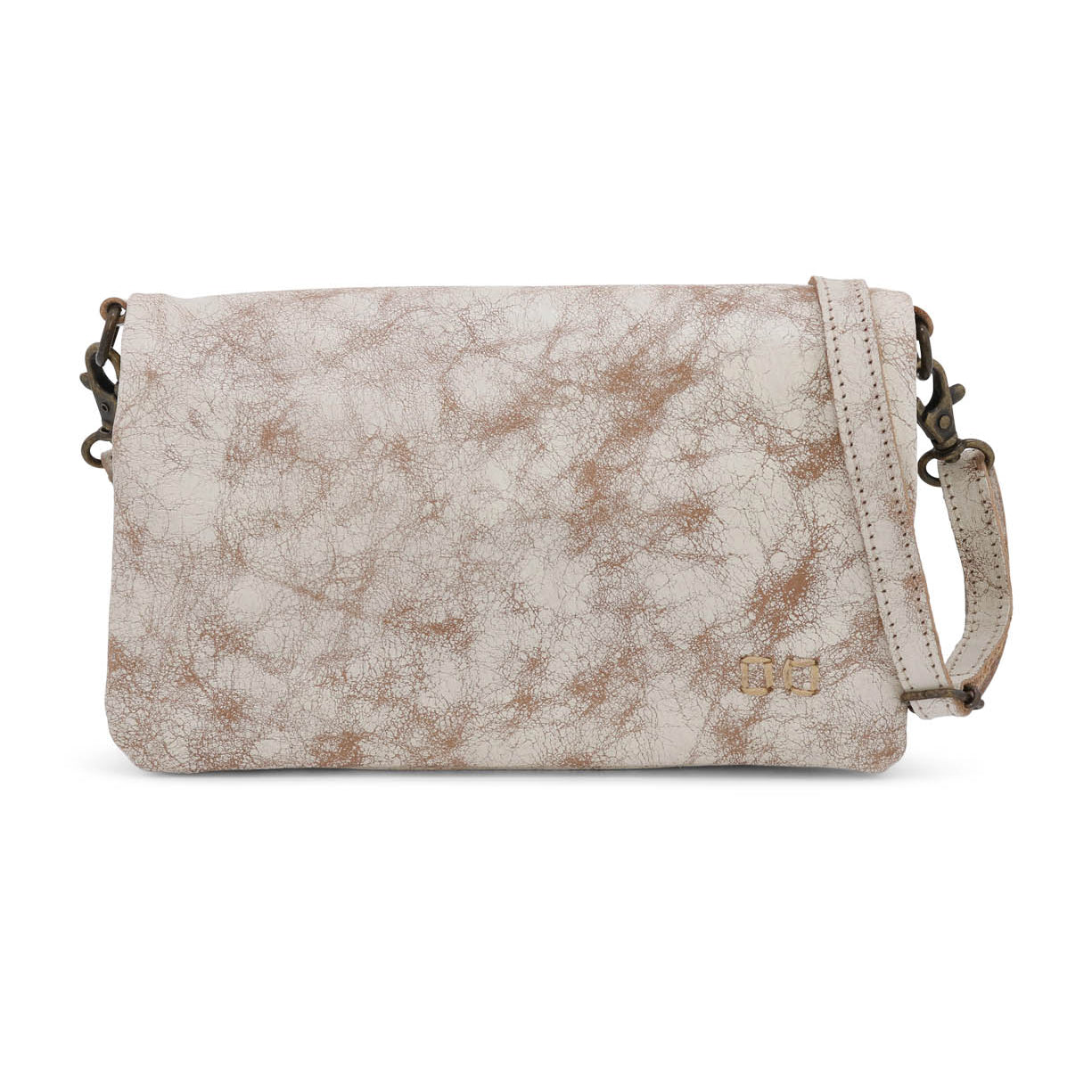 A white leather Cadence cross body bag by Bed Stu.