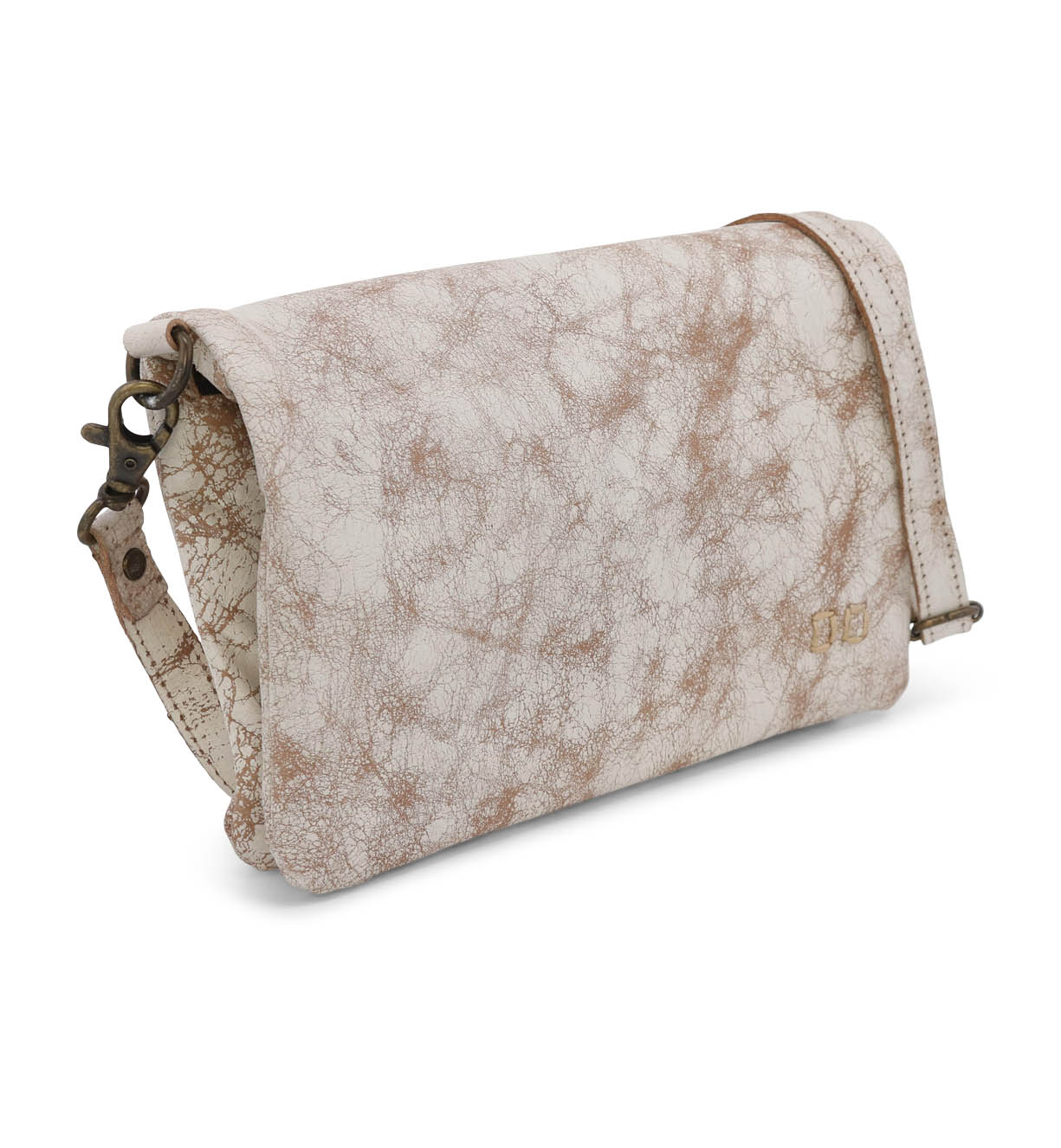 A white Cadence crossbody bag with a strap from Bed Stu.