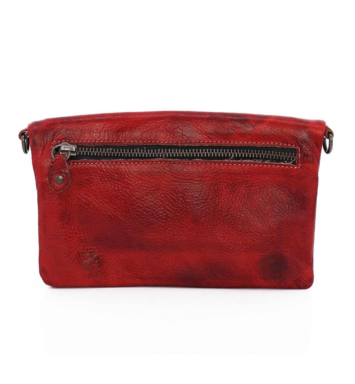 A Cadence by Bed Stu, a red leather cross body bag with a zipper.