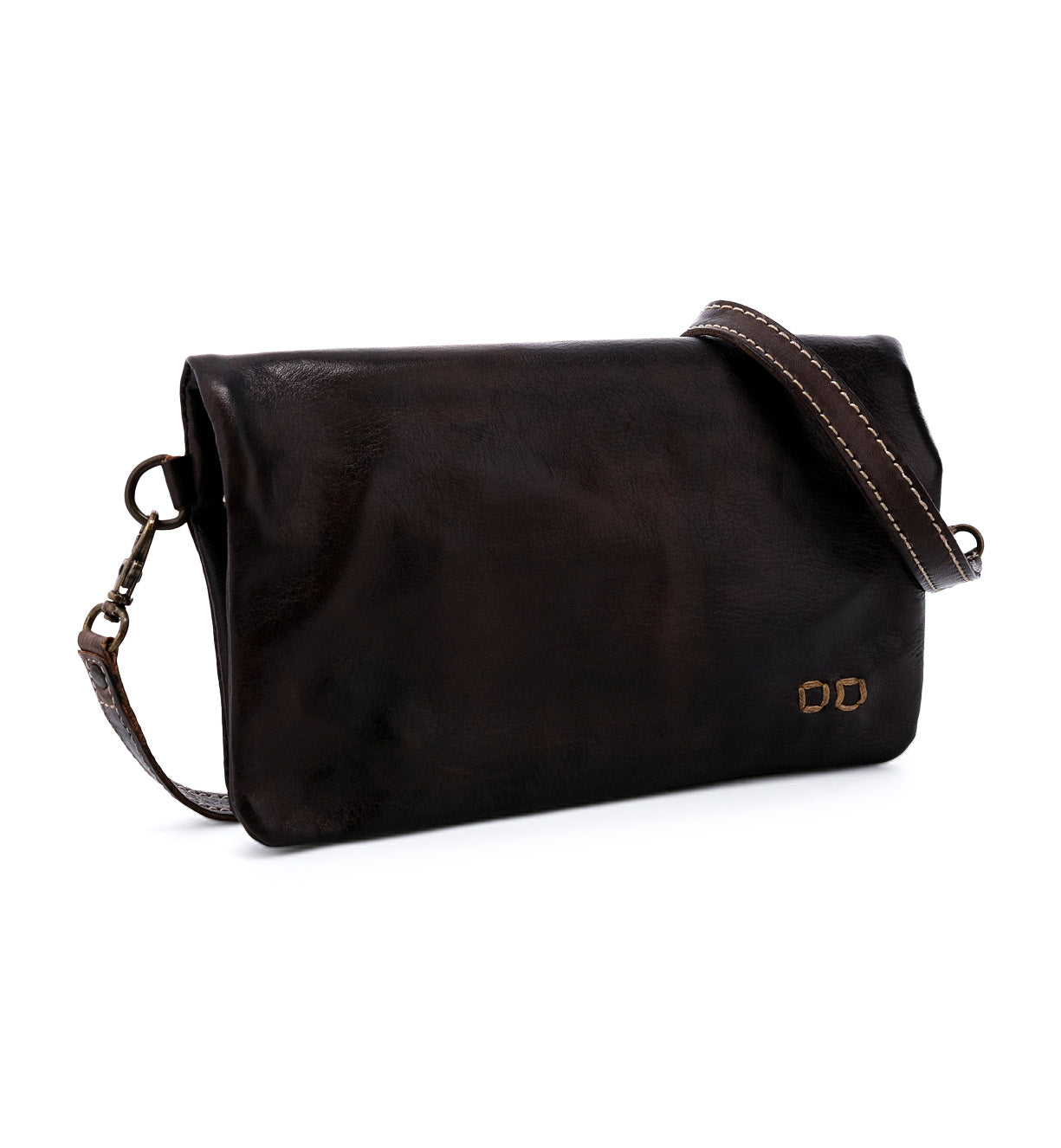 A Cadence brown leather crossbody bag with an adjustable strap by Bed Stu.
