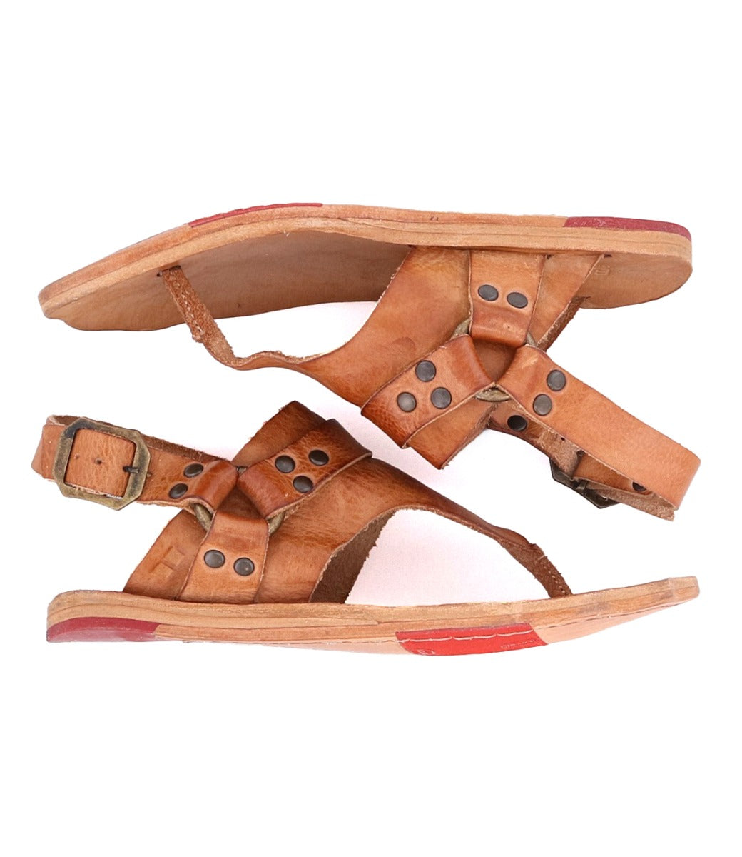 A pair of women's tan Callista leather sandals by Bed Stu.