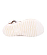 A pair of Bed Stu Camden women's sandals with white soles on a white background.