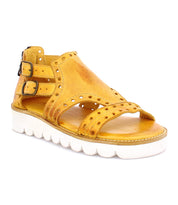 Bed Stu Camden women's yellow leather sandals.