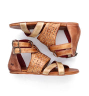A pair of Bed Stu Capriana women's sandals with tan and brown straps.