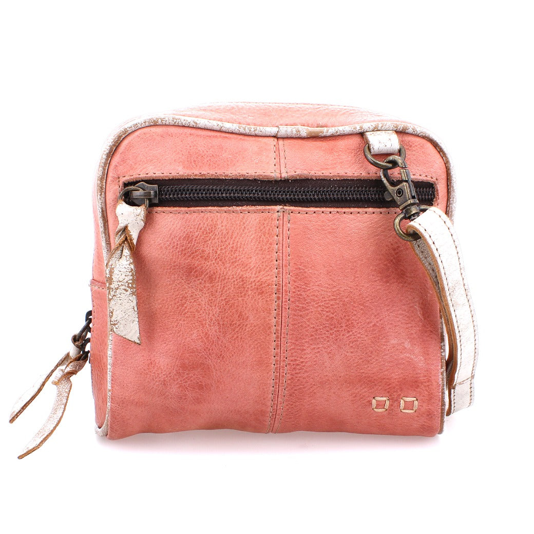 A Capture pink leather cross body bag with a zipper from Bed Stu.