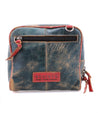 A blue and red Capture leather purse with a zipper by Bed Stu.