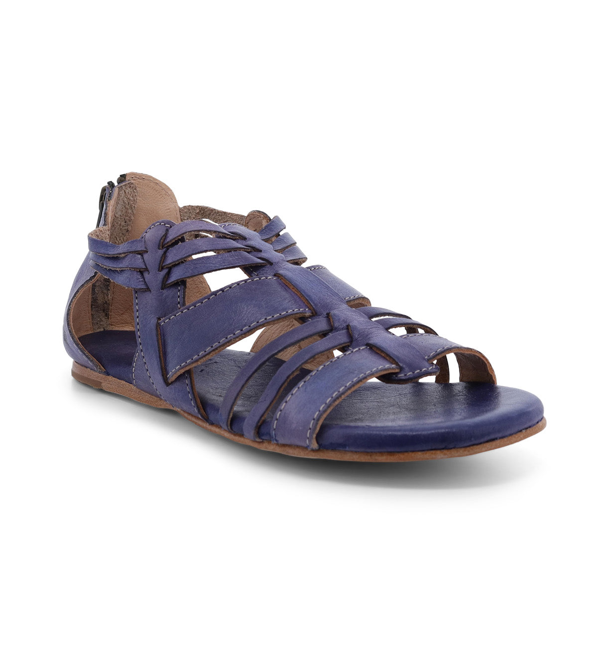 Bed Stu Women's blue Cara gladiator sandals with straps.
