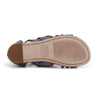 A pair of Bed Stu women's sandals in blue and brown named Cara.