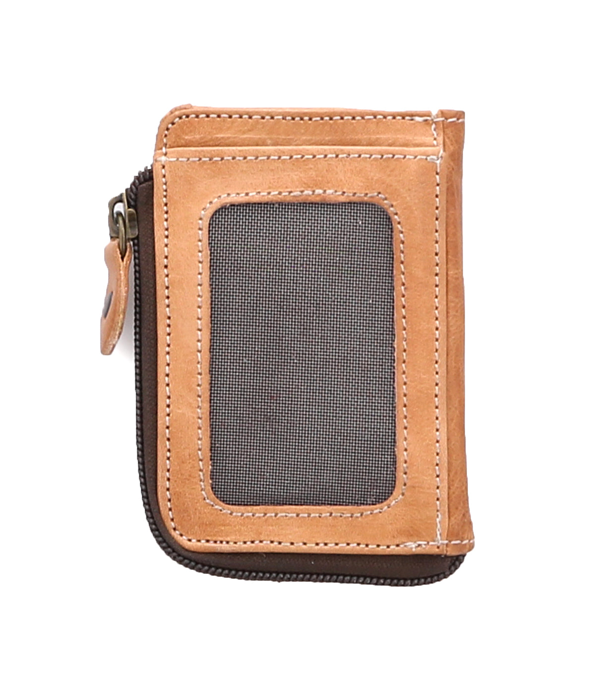 A Carrie tan leather wallet from Bed Stu, with a zipper, perfect for carrying your essentials.