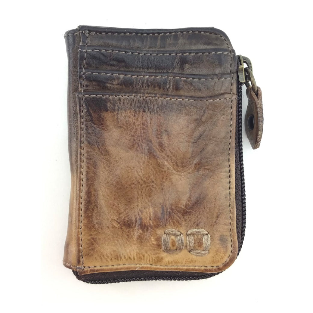 A Carrie brown leather wallet with a zipper from Bed Stu.