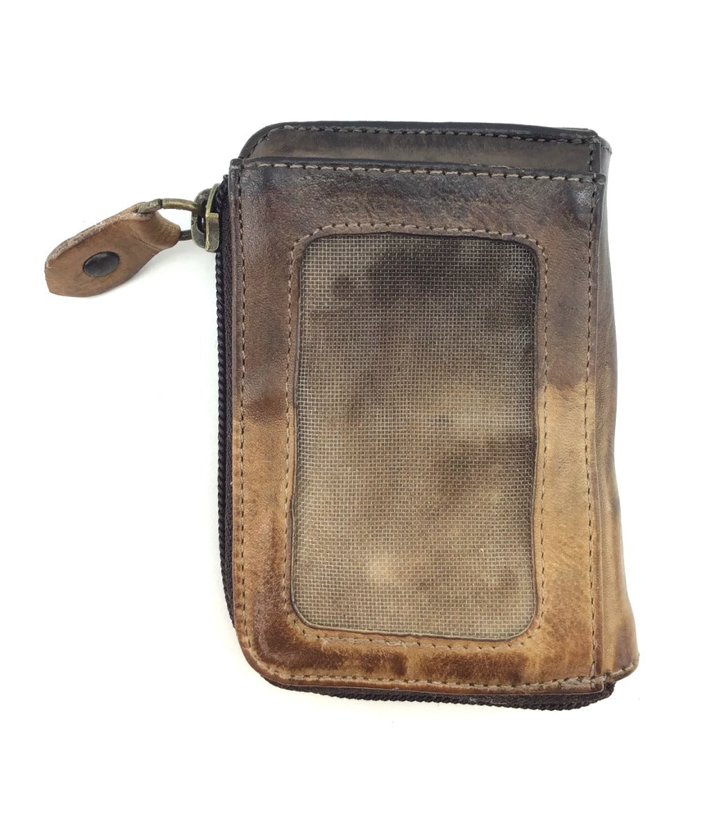 A brown leather Carrie wallet by Bed Stu on a white background.