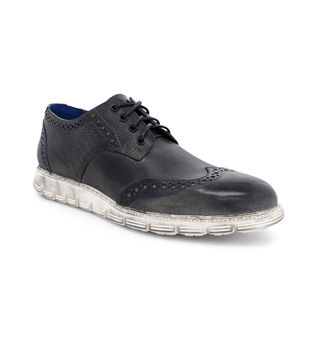 A men's Bed Stu Cayuga II black leather wingtip oxford shoe.
