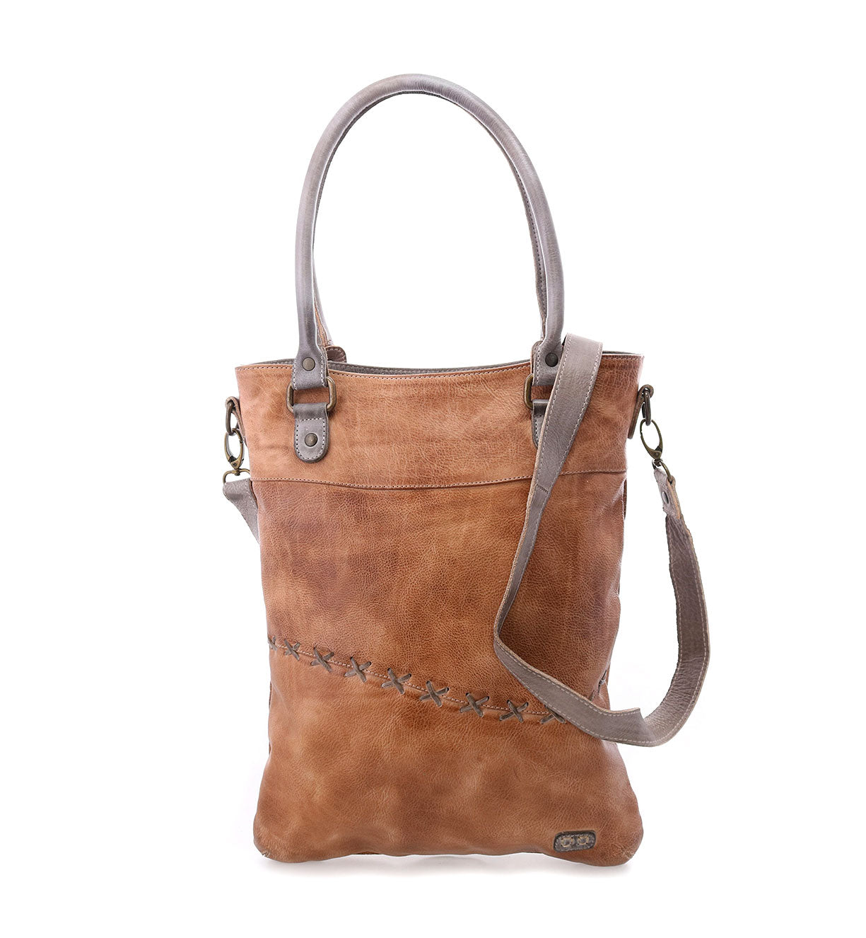A brown leather Celta tote bag with a shoulder strap by Bed Stu.